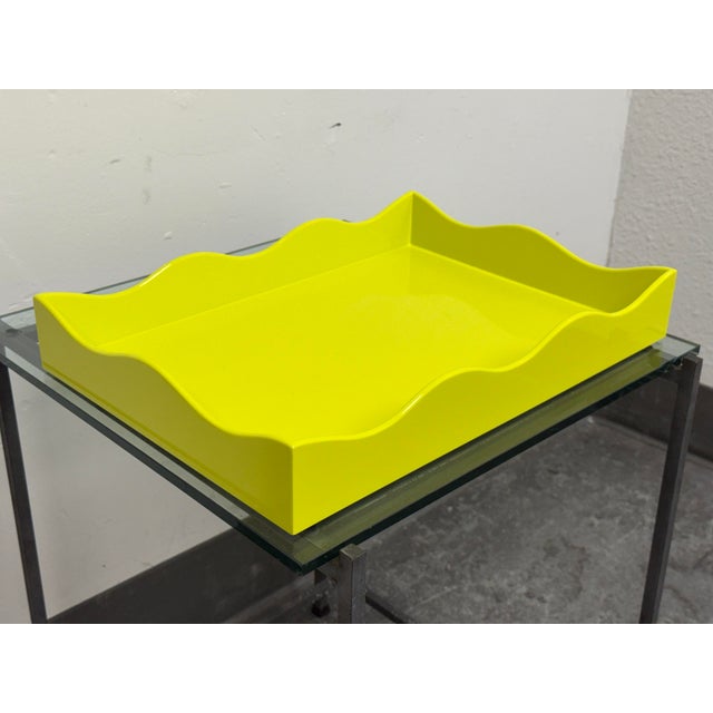 Mid-Century Modern The Lacquer Company Belles Rives Lime Green Tray, Large For Sale - Image 3 of 12