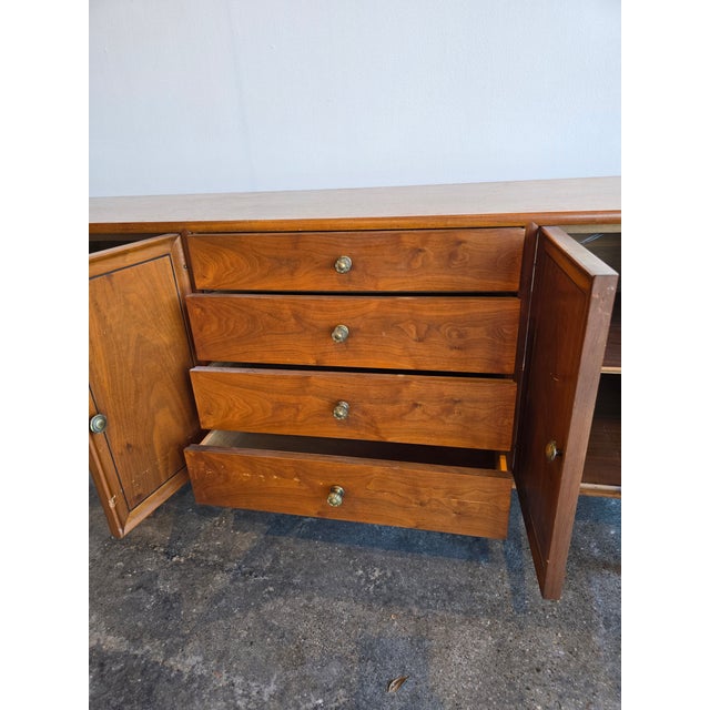 1950s Drexel Declaration Walnut Sideboard Media Cabinet MCM Vintage For Sale - Image 5 of 12