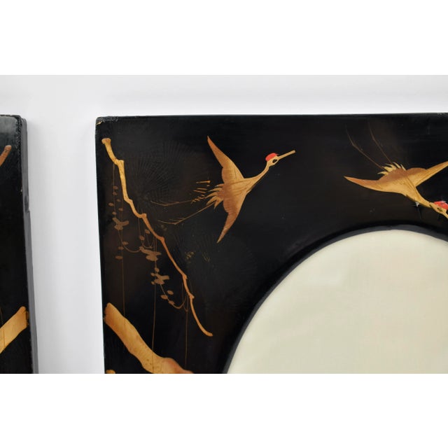 1920s Japanese Black Lacquer Picutre Frames- Set of 2 For Sale - Image 4 of 11