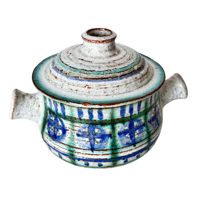Small French Ceramic Lidded Box, 1960s For Sale