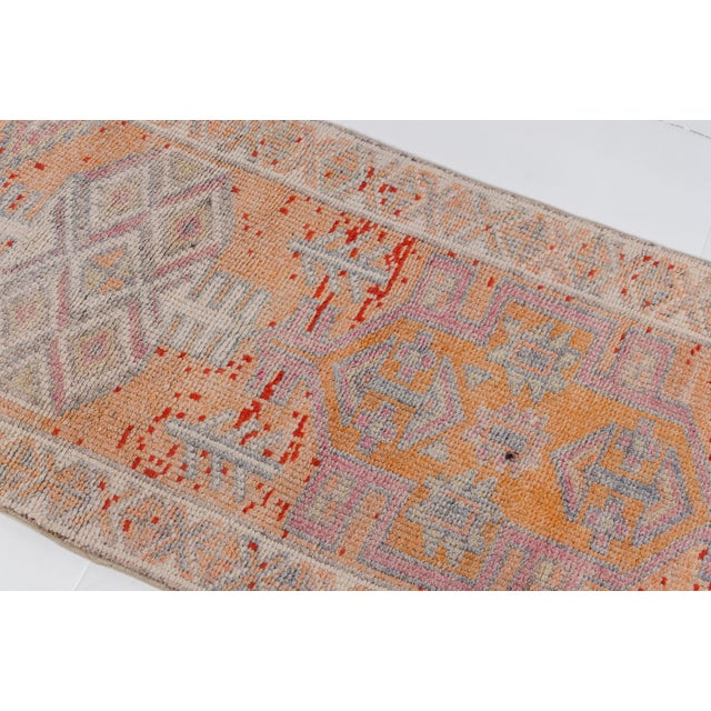Orange 1960s Minimalist Handknotetd Hallway Rug For Sale - Image 8 of 9