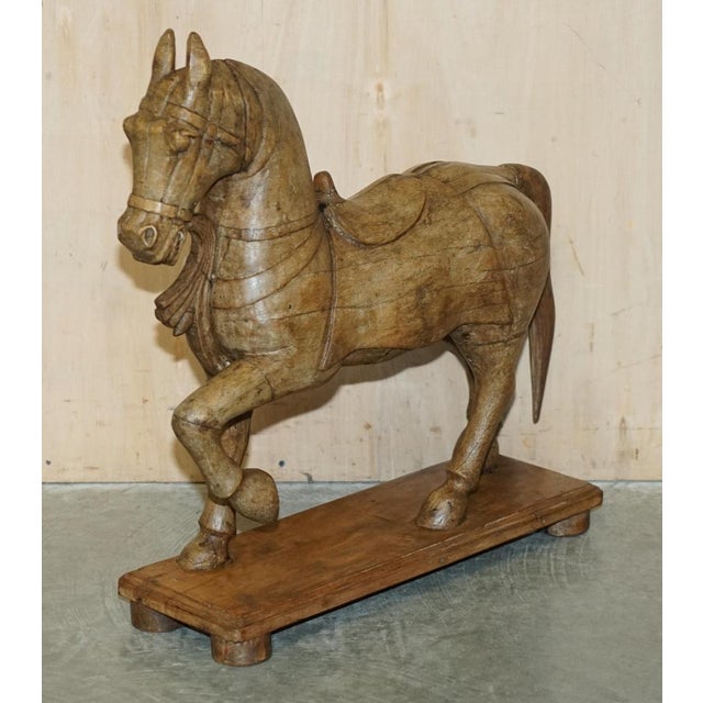 Decorative Hand Carved Wooden Statues of Horses, 1880, Set of 2 For Sale - Image 16 of 18