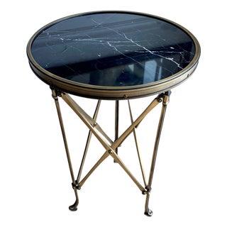 1960 Neoclassical Bronze and Black Marble Gueridon / Directoire / Empire Side Table For Sale