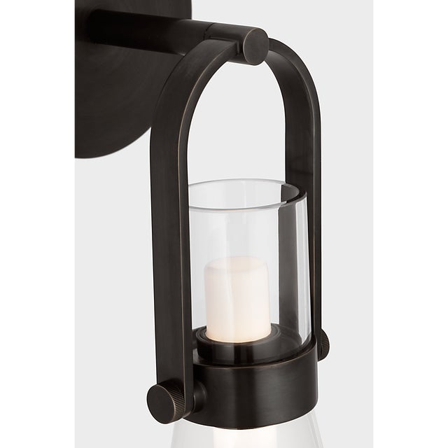 Ian K. Fowler for Visual Comfort Signature Larkin Medium Conical Bracketed Sconce in Bronze with Clear Glass For Sale In Houston - Image 6 of 8