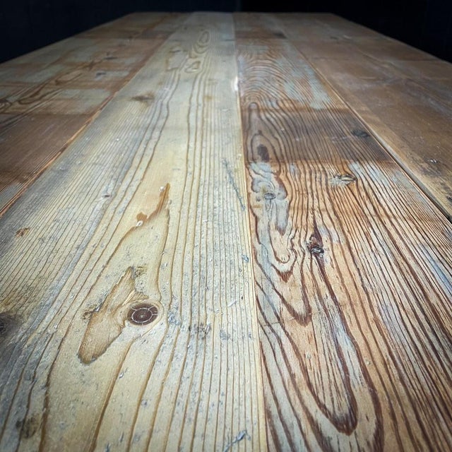 Wood Industrial Dining Table with Steel Machine Base For Sale - Image 7 of 18