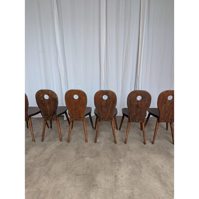 Wood Vintage Brutalist Wooden Dining Chairs, 1970s, Set of 6 For Sale - Image 7 of 18