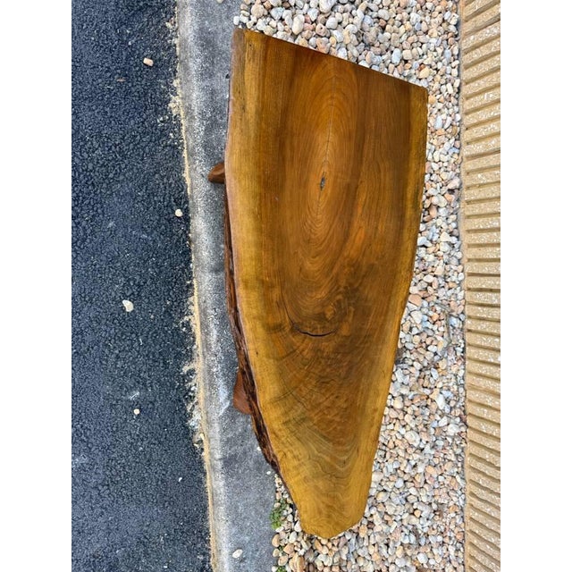 1970s Mid Century Trunk Wood Ree Edge Cocktail Coffee Table Bench For Sale - Image 12 of 14