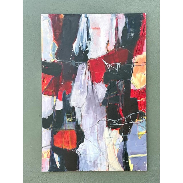 Mid-Century Modern Vintage Abstract Expressionist Oil Painting on Canvas For Sale - Image 3 of 12