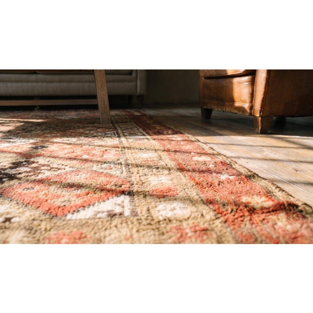 Red 1880s Red Rust Geometric Tribal Antique W. Persian Kurdish Rug 4'6" X 5'4" Handknotted Wool Carpet For Sale - Image 8 of 9