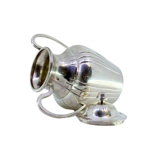 Silver Sugar Bowl in Gummed Silver with Smooth Handles and Knob Lid For Sale - Image 8 of 8