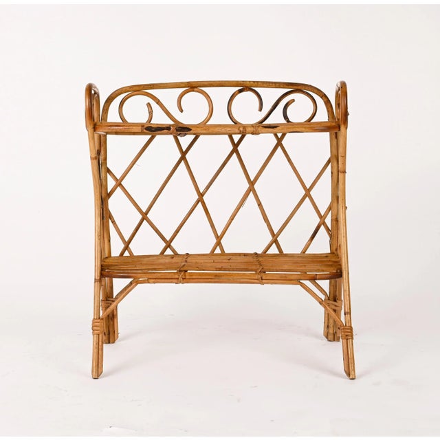 Mid-Century Italian Bamboo Two-Tier Rectangular Coffee or Bedside Table, 1960s For Sale - Image 11 of 16