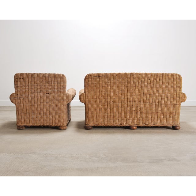 Organic Modern Woven Rattan Wicker Lounge Chair and Settee For Sale - Image 18 of 18