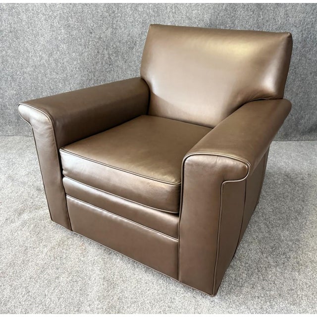Jessica Charles Leather Swivel Club Chair For Sale In Raleigh - Image 6 of 9