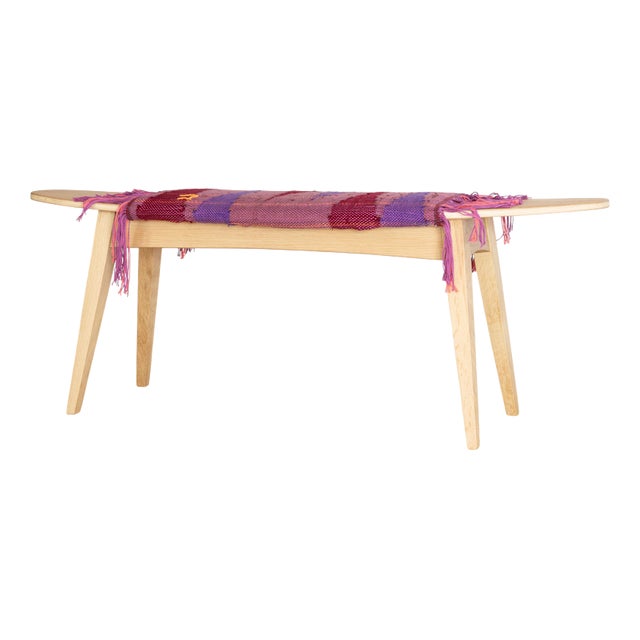Oak Surf Hand-Woven Fabric Bench by Jean-Baptiste Van Den Heede For Sale