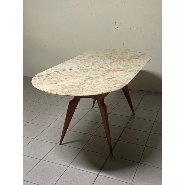 Table with Wooden Leg and Marble Top, 1950s For Sale - Image 14 of 18