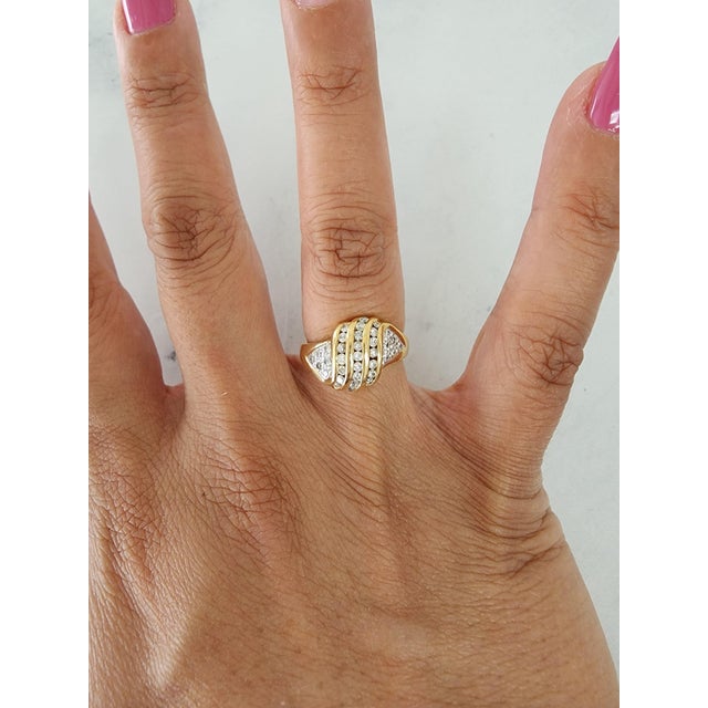 ♥ Product Summary ♥ Main Stone: Diamonds Band Material: 14k Yellow Gold Diamond Cut: Round Width: 12MM Weight: 5 grams