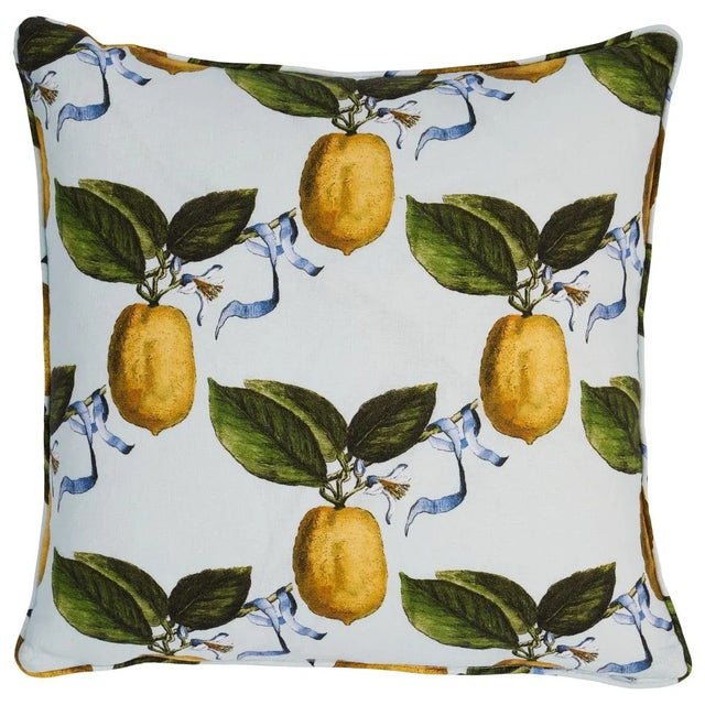 This pillow features Le Citron by Johnson Hartig for Libertine for Schumacher with a self-welt finish. Le Citron in sky is...