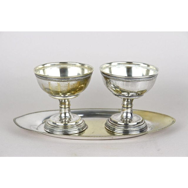 1910s Art Nouveau Silvered Brass Goblets on Tray by Argentor, 1910, Set of 3 For Sale - Image 5 of 18