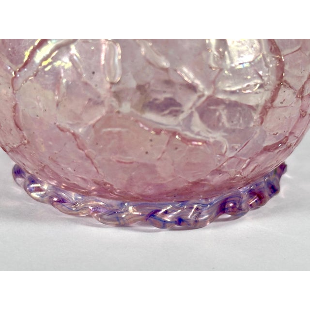 Antique Iridescent Crackle Glass Perfume Bottle with Rigaree Stopper For Sale - Image 4 of 10