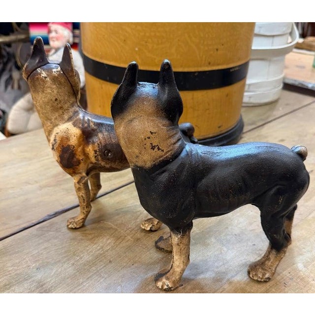 1920s 1920s Cast Ion Hubbly Boston Terriers Door Stops -Pair For Sale - Image 5 of 8