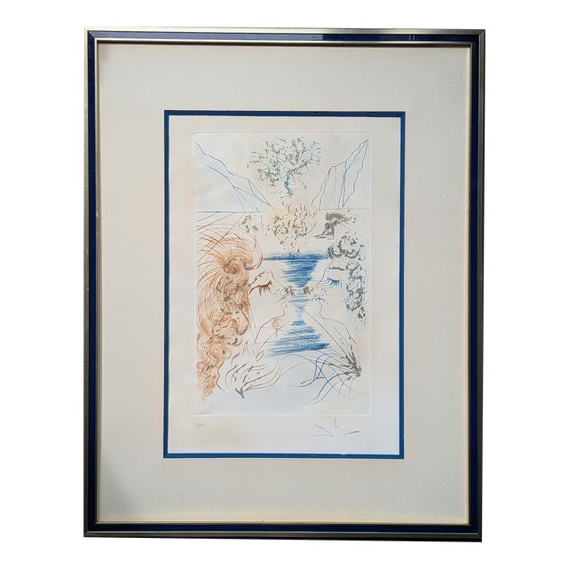 Salvador Dali, The Kiss, 1971, Etching & Stencil with Gold Foil on Arches Paper For Sale