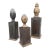 Vintage Hand-Carved Wood Obelisks With Hand-Applied Brass, Signed d.j., Set of 3 For Sale