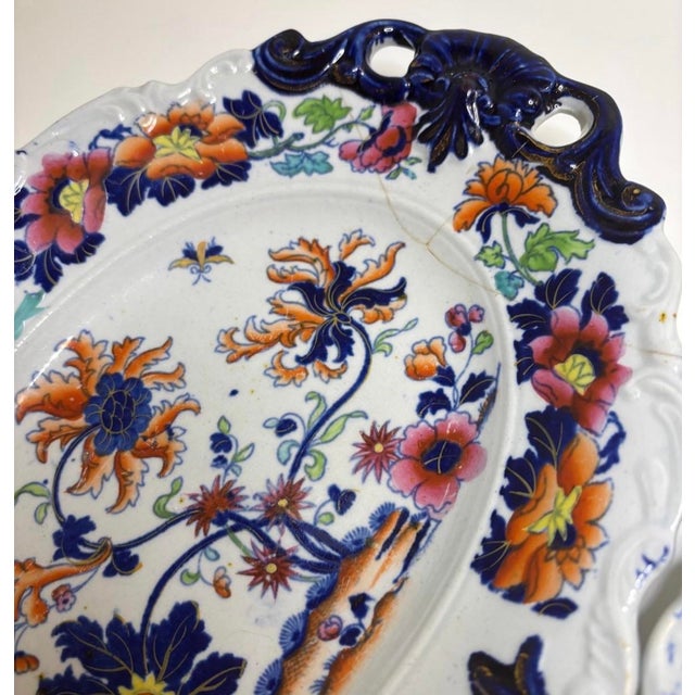 Royal Blue Pair Stephen Folch Ironstone Imari Chinoiserie Serving Dishes C1825 Staffordshire For Sale - Image 8 of 11