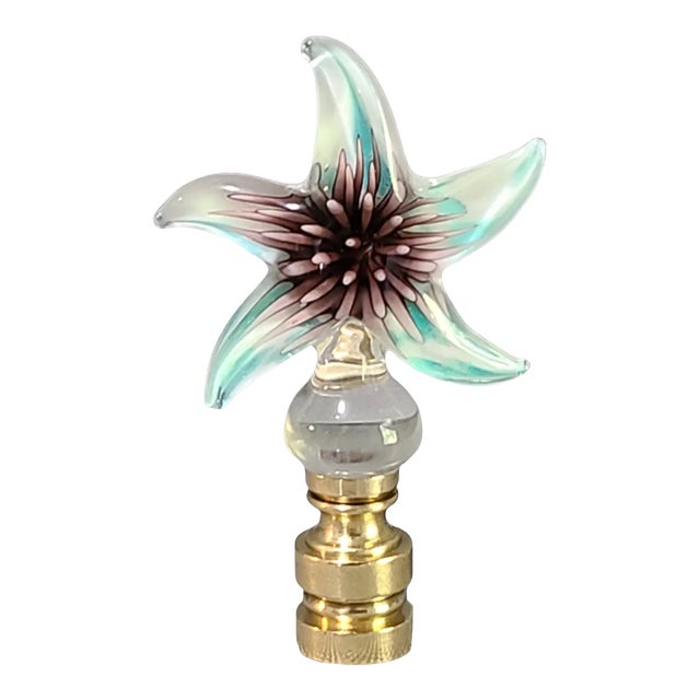 21st Century Murano Style Art Glass Multi Color Sea Life Starfish Lamp Finial Brass Base For Sale