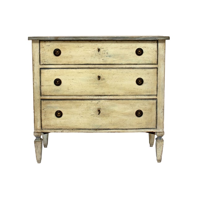 Provincial LXVI French Chest of Drawers in White and Light Blue Lacquer For Sale