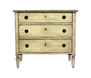 Provincial LXVI French Chest of Drawers in White and Light Blue Lacquer