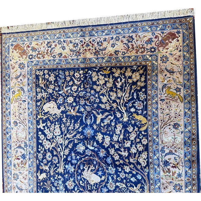 1970s A Sensational Silk & Wool on Silk Foundation Signed Persian Isfahan Rug For Sale In Los Angeles - Image 6 of 9