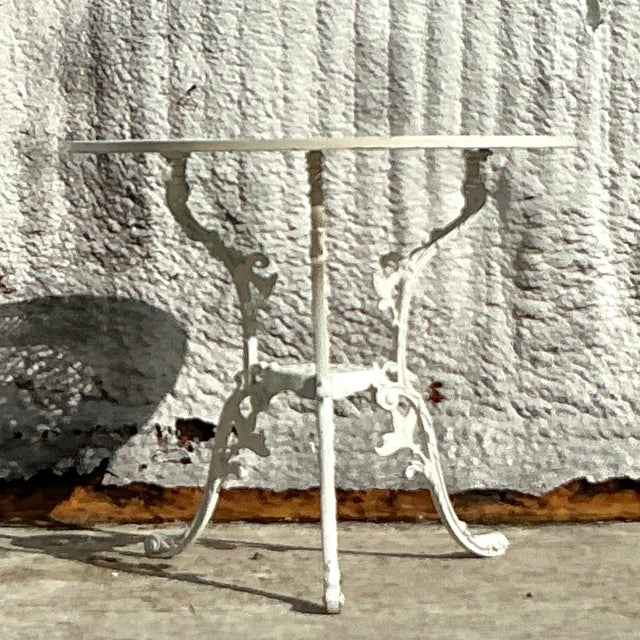 Mid 20th Century Vintage a Coastal Pierced Wrought Iron Cage Table For Sale - Image 5 of 6