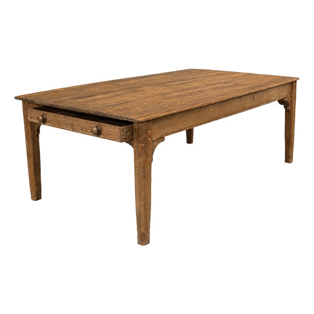 French Provincial Pine Harvest Table with Drawers, 19th Century For Sale