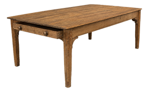 French Provincial Pine Harvest Table with Drawers, 19th Century