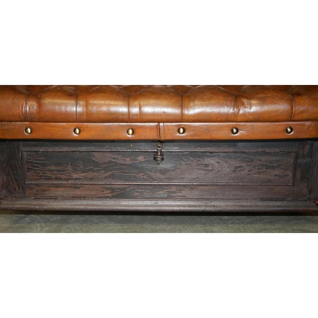 Victorian Brown Leather Carriage Seat Sofa with Royal Armorial Coat of Arms For Sale - Image 11 of 18