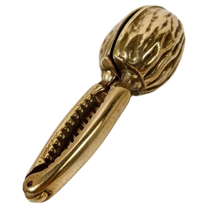 Midcentury Modern Brass Nutcracker in Walnut Shape, 1970s