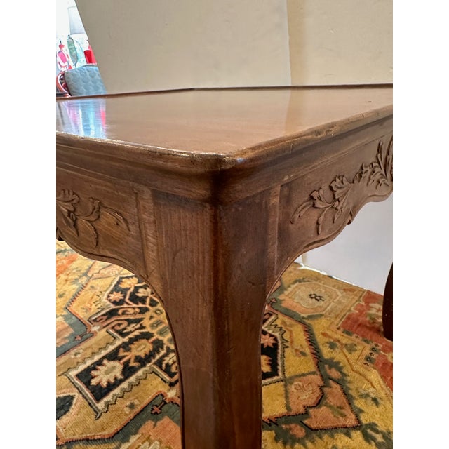 Italian Vintage Fruitwood Game Table With Beautiful Carving For Sale - Image 9 of 12