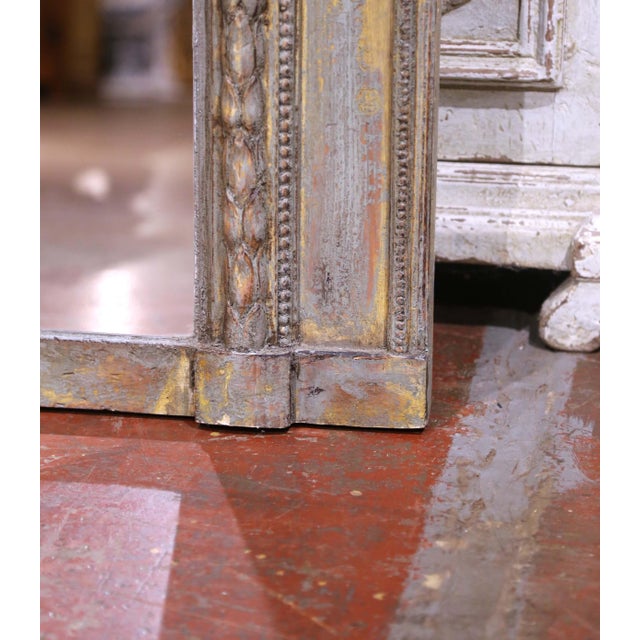 Pair of Early 20th Century French Louis XVI Revival Painted Wall Trumeau Mirrors For Sale - Image 9 of 10