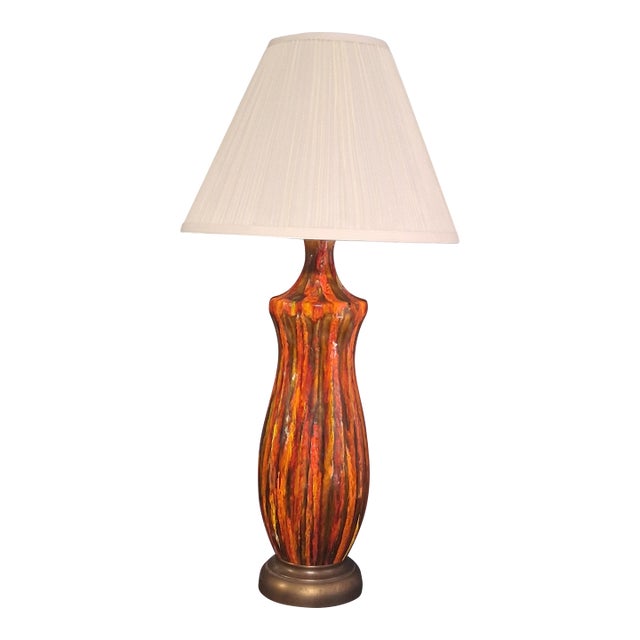 Mid Century Modern Ceramic Drip Glaze Table Lamp For Sale