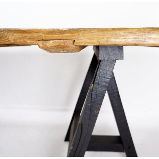 1970s Large Dining Table Mounted on Black Handles, 1979, Set of 3 For Sale - Image 5 of 16