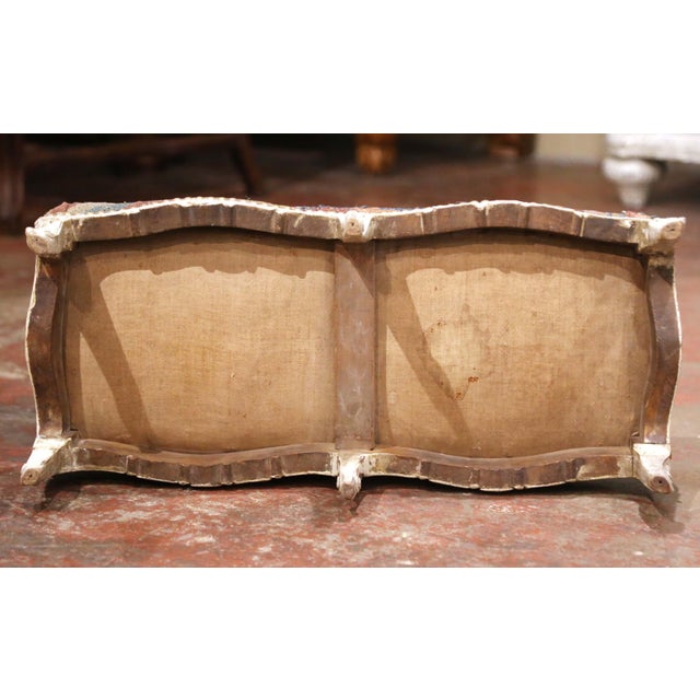 Off-white 19th Century French Louis XV Painted Footstool With Aubusson Tapestry For Sale - Image 8 of 8