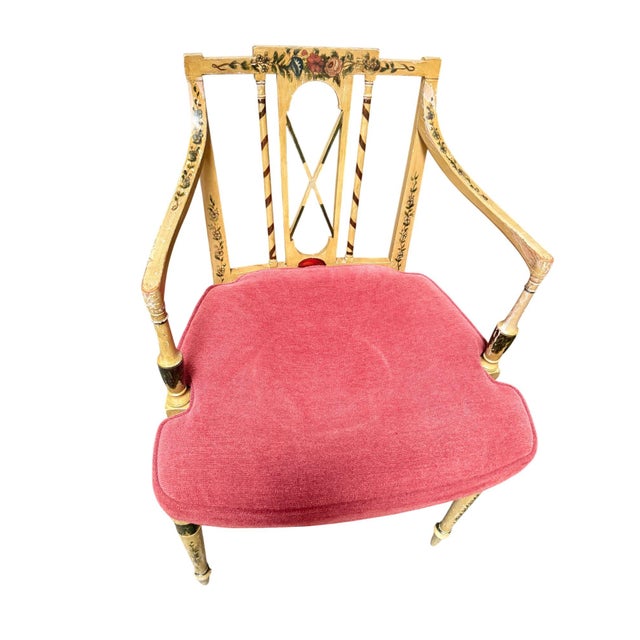 Antique Neoclassical Floral Painted Armchairs - A Pair For Sale In Chicago - Image 6 of 18