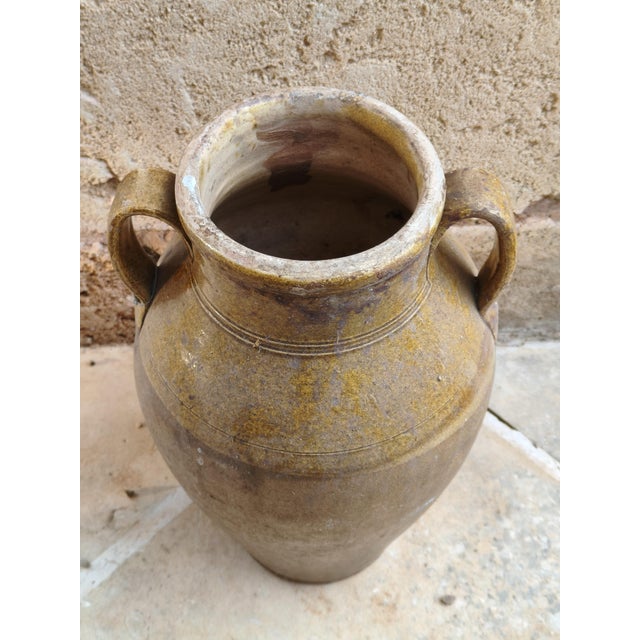 Mediterranean Sculptural 2-Handled Amphora in Honey-Brown Glazed Terracotta, Southern Italy, 1890s For Sale - Image 3 of 9