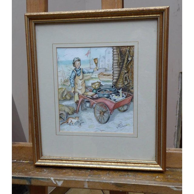 Fine Impressionist Watercolour “The Fish Seller” by Anthony Palmer, circa 1980–1990 Material: Watercolour on Paper,...