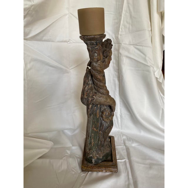 Baroque Antique Baroque Acolyte Torchère 17th Century Polychrome For Sale - Image 3 of 8