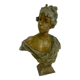 Art Nouveau Bronzed Bust “Lucrece” by E. Villanis For Sale