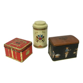 Vintage Tin Tea Canisters - Set of 3 For Sale