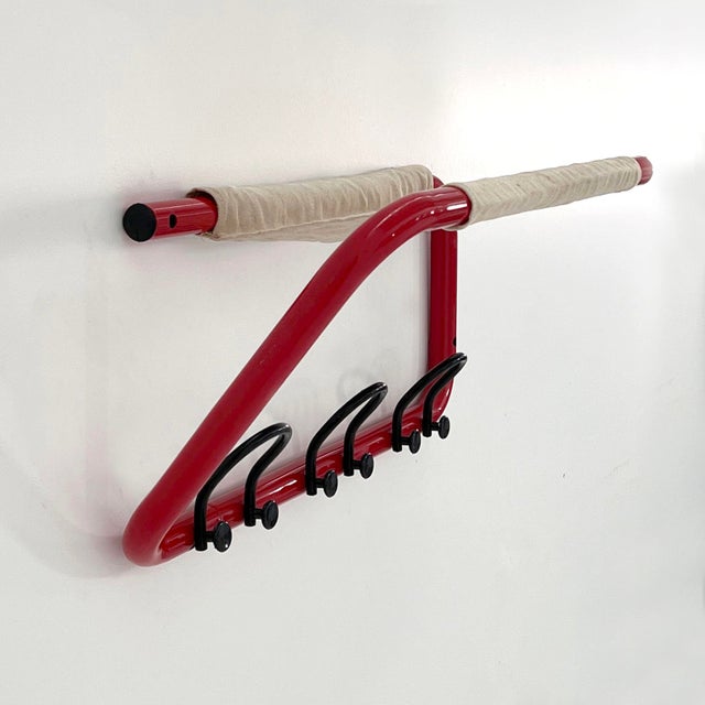 Tubular Wall Coat Rack with Fabric, 1980s, in Good conditions. Designed 1980 to 1989