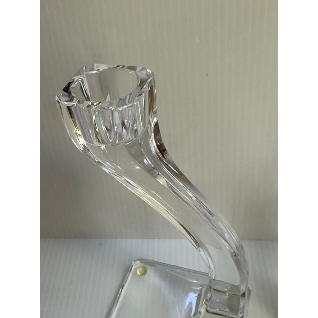 Nachtmann Germany Vintage 1980s Elegant "Duetto" Crystal Carved 8" High Candleholders Set of Two(2) For Sale - Image 12 of 18