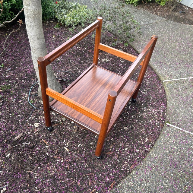 Wood 1970s Michel Arnoult Design Mid Century Modern Bar Cart For Sale - Image 7 of 10